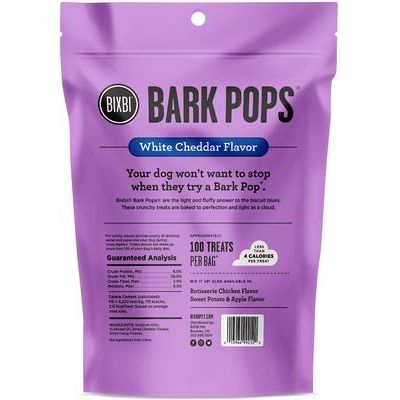 Bark Pops - Golosinas ligeras y crujientes para perros con sabor a queso cheddar blanco sin pollo, bolsa de 4 oz