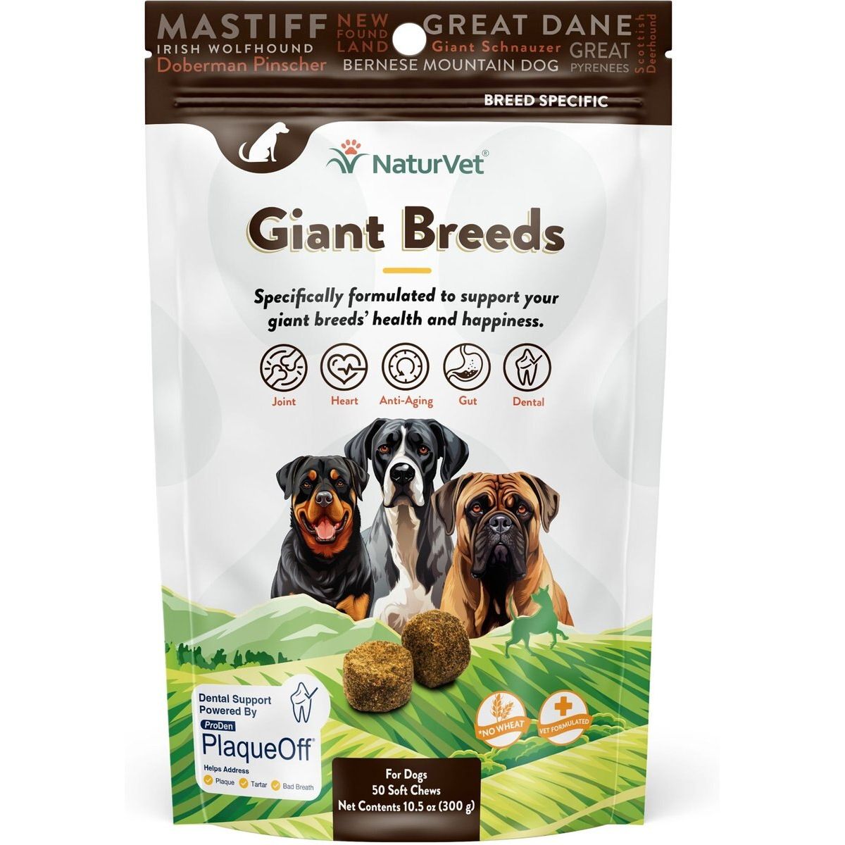 NaturVet Breed Specific Giant Breeds, 50 masticables