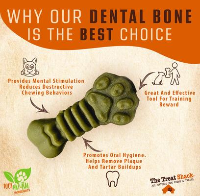 Medium/Large Paw Bone Shaped Dental Mint Flavored Dog Treat, 1-lb bag