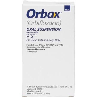 Suspensión oral de orbifloxacino para perros y gatos, 30 mg/ml, 20 ml