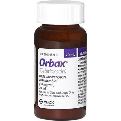 Suspensión oral de orbifloxacino para perros y gatos, 30 mg/ml, 20 ml