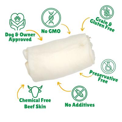 Masticables extra grandes para perros Stubbys de cuero crudo liso, 4 unidades