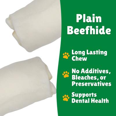 Masticables extra grandes para perros Stubbys de cuero crudo liso, 4 unidades