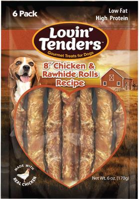 Chicken & Rawhide Rolls Recipe Dog Jerky Treat, 6-oz bag