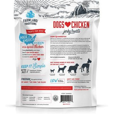 Tiras de cecina sin cereales USA Dogs Love Chicken, premios para perros, bolsa de 3 lb