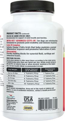 Advanced Cetyl-M Tablets Joint Supplement for Dogs, 360 count
