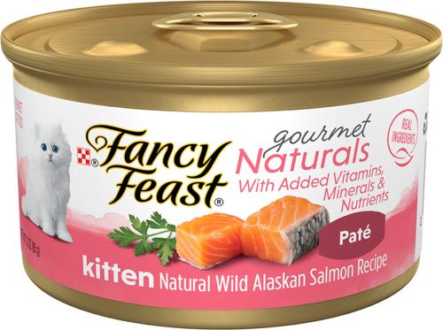 Comida enlatada para gatos Gourmet Naturals con receta de salmón salvaje de Alaska, sin cereales, lata de 3 oz, caja de 12