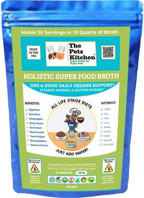 Holistic Super Food Broth One & Done Daily Greens Support Pork Flavor Concentrate Powder Dog & Cat Supplement, 4.5-oz bag
