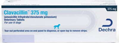 Comprimidos de amoxicilina trihidrato/clavulanato de potasio para perros y gatos, 375 mg, 1 comprimido