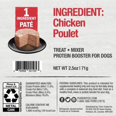 Dog Pates Chicken Food Topping, 2.5-oz can, 12 count