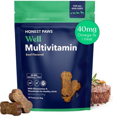 Beef Flavored Soft Chew Multivitamin for Dogs, 90 count
