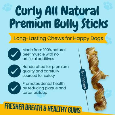 5 to 7-in Curly Bully Sticks Dog Treats, 6 count