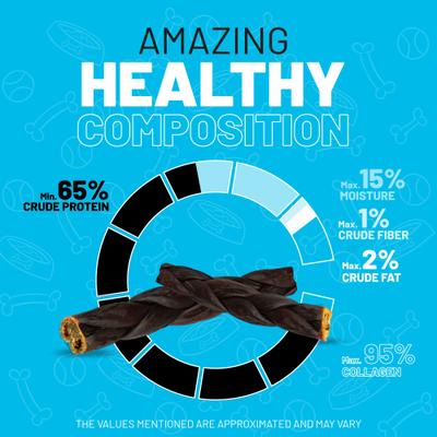 6-inch Collagen Braid Dog Natural Chew Treats, 6 count