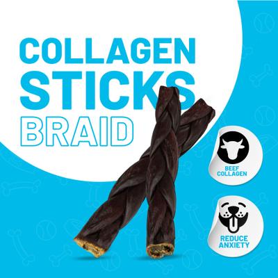 6-inch Collagen Braid Dog Natural Chew Treats, 6 count