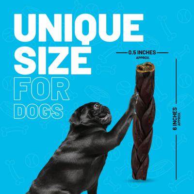 6-inch Collagen Braid Dog Natural Chew Treats, 6 count