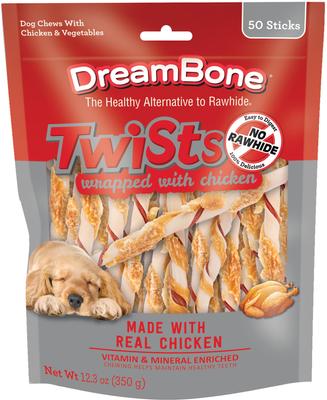 Twist Sticks Chicken Wrapped Dog Treats, 50 count