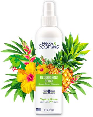 Fresh & Soothing Dog & Cat Deodorizing Spray, Tropical Breeze Scent, 8-fl oz bottle