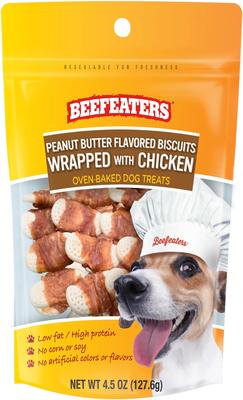 Peanut Butter Biscuit Chicken Jerky Dog Treats, 2.39-oz bag, case of 12
