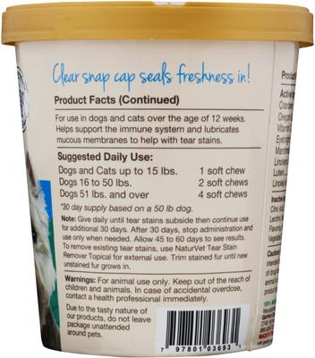 Bundle: NaturVet Tear Stain Plus Lutein Soft Chews Vision Supplement + Miracle Care Eye Clear Cleaning Pads for Dogs & Cats, 90 count