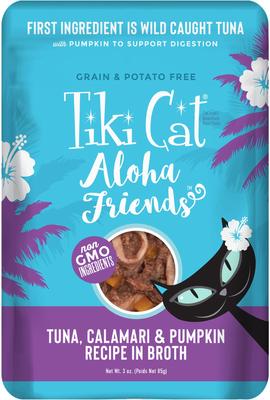 Aloha Friends Tuna, Shrimp & Pumpkin Recipe in Broth Grain-Free Wet Cat Food, 3-oz pouch, case of 12