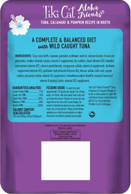 Aloha Friends Tuna, Calamari & Pumpkin Recipe in Broth Grain-Free Wet Cat Food, 3-oz pouch, case of 12