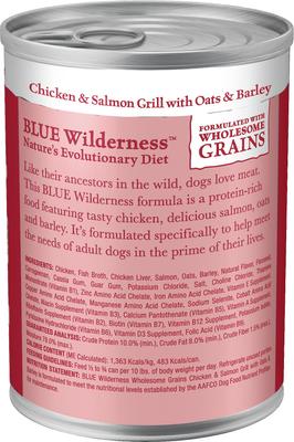Wilderness Salmon & Chicken Grill with Oats & Barley Adult Wet Dog Food, 12.5-oz can, case of 12