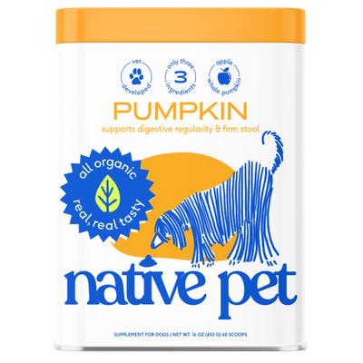 Native Pet, Pumpkin Powder, Calabaza Orgánica + Semilla de Calabaza + Manzana para Digestión y Heces, Perros, 227 / 454 / 907 g