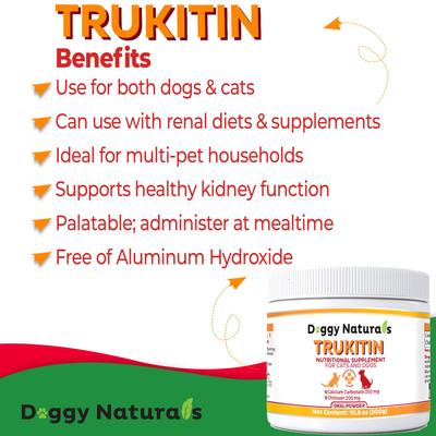 Trukitin Powder Kidney Supplement for Dogs & Cats, 300-g jar