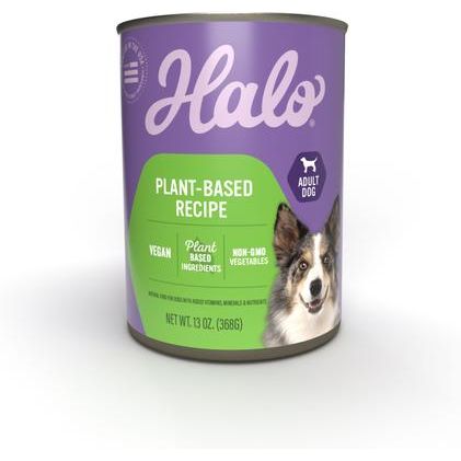 Paquete: Comida enlatada Halo Holistic Garden of Vegan Recipe, 13 oz, caja de 12 + Comida seca para perros vegana Complete Digestive Health Plant-Based Recipe con algas marinas, bolsa de 21 lb
