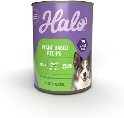 Paquete: Comida enlatada Halo Holistic Garden of Vegan Recipe, 13 oz, caja de 12 + Comida seca para perros vegana Complete Digestive Health Plant-Based Recipe con algas marinas, bolsa de 21 lb