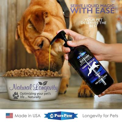 Suplemento líquido de glucosamina Premium Dream para el apoyo articular de perros y gatos, sabor a tocino, 473 ml (16 onzas líquidas)