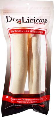 DogLicious 8" Natural Retriever Rolls Rawhide Dog Treats, 2 count