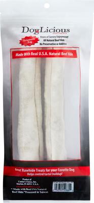 DogLicious 8" Natural Retriever Rolls Rawhide Dog Treats, 2 count