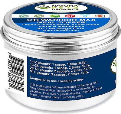 UTI WARRIOR MAX MEAL TOPPER* Suplemento para gatos con apoyo para infecciones e inflamación crónicas del tracto urinario, frasco de 4 oz