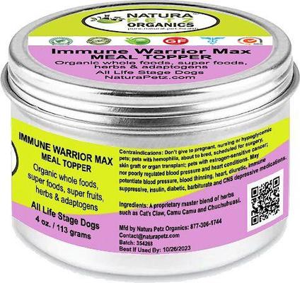 IMMUNE WARRIOR MAX MEAL TOPPER* MASTER BLEND Immune Regulator & Anti-Inflammatory Support* Dog Supplement, 4-oz jar