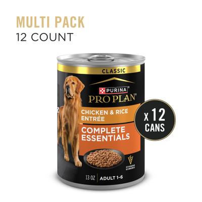 Bundle: Purina Pro Plan Adult Shredded Blend Chicken & Rice Formula Dry Food, 6-lb bag + Canned Dog Food
