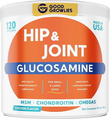 Glucosamine Hip & Joint Chicken Flavored Soft Chew Supplement for Dogs, 120 count