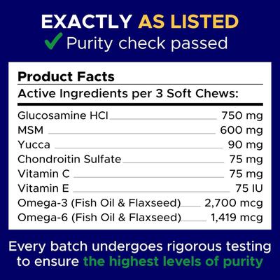 Glucosamine Hip & Joint Chicken Flavored Soft Chew Supplement for Dogs, 120 count