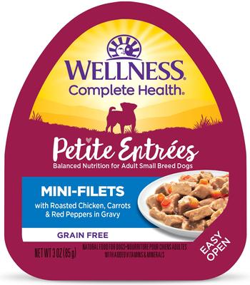 Complete Health Petite Entrees Adult Small Breed Grain-Free Chicken, Carrots & Red Peppers Mini-Filets Wet Dog Food, 3-oz cup, case of 12
