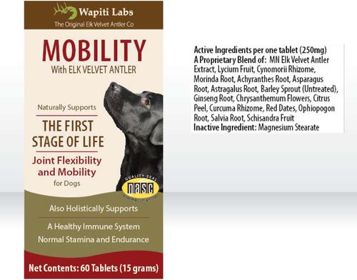 Mobility Elk Velvet Antler Tablets Dog Supplement, 60 count