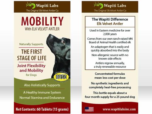 Mobility Elk Velvet Antler Tablets Dog Supplement, 60 count