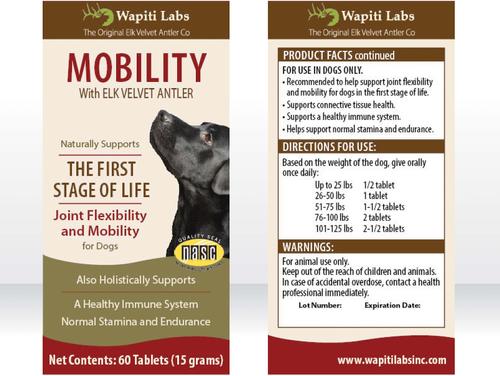 Mobility Elk Velvet Antler Tablets Dog Supplement, 60 count