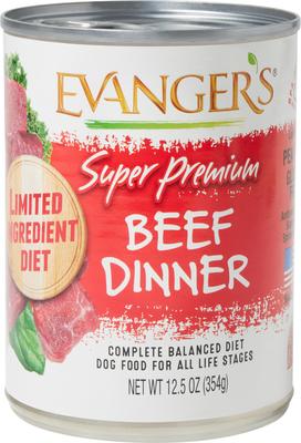 Comida enlatada para perros Super Premium Beef Dinner sin cereales, 12.5 oz, caja de 12