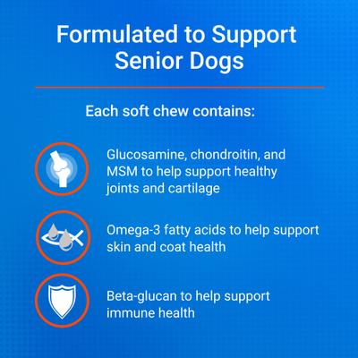 Cosequin Joint Health Supplement with Glucosamine, Chondroitin, MSM, Omega-3s & Beta-Glucan Soft Chews for Senior Dogs, 120 count