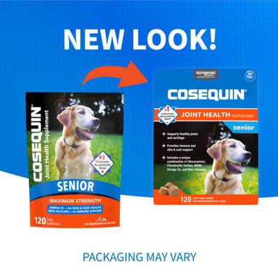 Cosequin Joint Health Supplement with Glucosamine, Chondroitin, MSM, Omega-3s & Beta-Glucan Soft Chews for Senior Dogs, 120 count