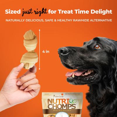 4" Milk Flavor Knots Dog Treats, 9 count