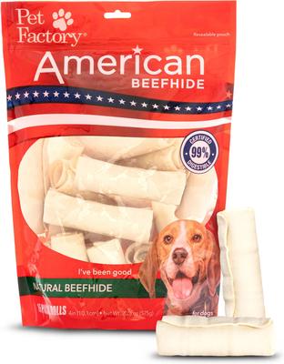 American Beefhide 4-inch Rolls Natural Flavored Chewy Dog Treats, 16 count