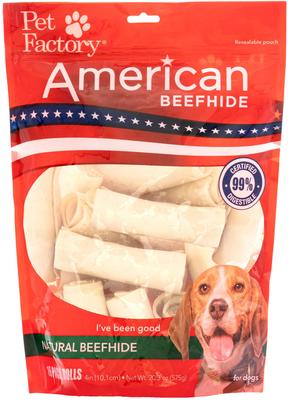 American Beefhide 4-inch Rolls Natural Flavored Chewy Dog Treats, 16 count