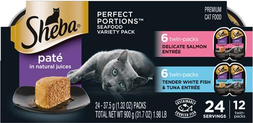 Perfect Portions Grain-Free Pate Signature Seafood Entree Adult Wet Cat Food Trays, 2.6-oz, case of 24