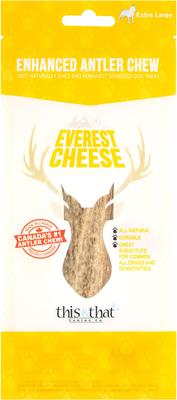 North Country Natural Shed Everest Cheese - Golosina masticable para perros con asta de alce partida y mejorada, extragrande